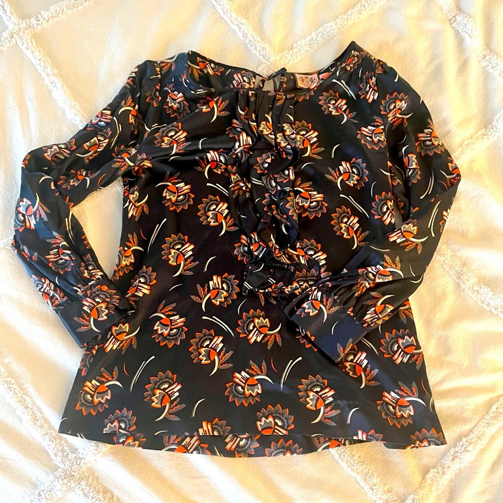 Ruffle bib blouse